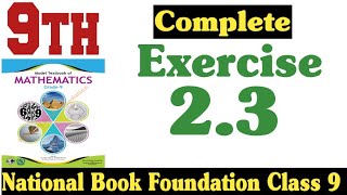 class 9 maths chapter 2 exercise 23 new book  national book foundation class 9 mathsfazal academy [upl. by Pinebrook]