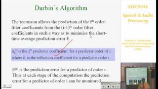 Speech and Audio Processing 3 Linear Predictive Coding LPC  Professor E Ambikairajah [upl. by Aienahs586]