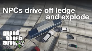 GTA V  NPCs drive off overpass and cause neverending chain reaction explosions [upl. by Acquah235]