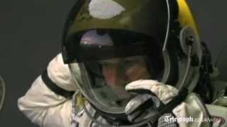 Daredevil stuntman Felix Baumgartner carries out test jump from edge of space [upl. by Allina390]