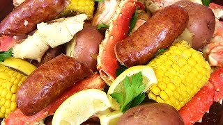 Seafood Boil Crab Sausage Shrimp amp Potatoes Oh My  Cooking With Carolyn [upl. by Annehcu]