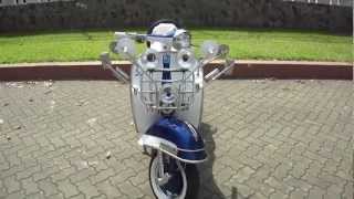 Classic Vespa VBC with GS 160 styling 150cc in WhiteMetallic Blue  ID SV0119  wwwstarvespacom [upl. by Dibri]