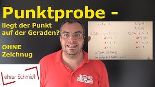 Punktprobe  Ist der Punkt auf der Geraden ohne Zeichnung  Mathematik  Lehrerschmidt [upl. by Krusche93]