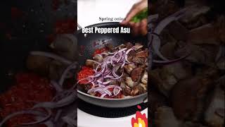 making Yummiest pepper Asu Meat Meat Asun pepperedmeat naijafood yummy goatmeat stirfrymeat [upl. by Aseuqram]