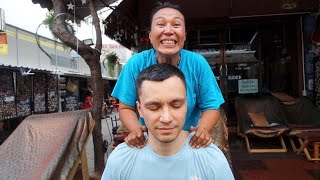 ASMR Fun Street neck and head massage in Bangkok [upl. by Hoem]