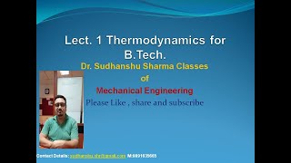 Lect 1 Thermodynamics for BTech [upl. by Deehahs]