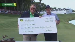 Sepp Straka accepts trophy following John Deere Classic win [upl. by Elpmet]