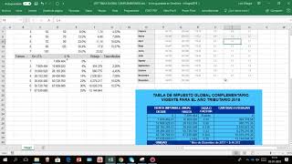 Renta Tabla Global Complementario 2017 At 2018 calculo planificacion tributaria [upl. by Pratte]