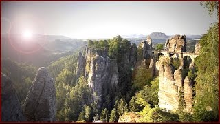 Bastei  Basteibrücke mit Felsenburg Neurathen am Malerweg ElbsandsteingebirgeSächsische Schweiz [upl. by Chase851]