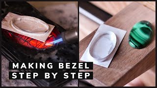 SILVER BEZEL for cabochon STEP BY STEP with list of tools How to make a bezel setting [upl. by Tova809]