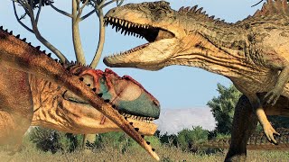 MAPUSAURUS VS GIGANOTOSAURUS  Jurassic World Evolution 2 [upl. by Ahsiruam408]