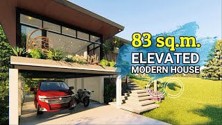 83 SQM FLOOD PROOF MODERN ELEVATED HOUSE design with GARAGE [upl. by Orr500]