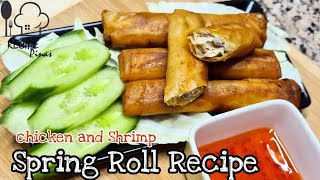 How to make CHICKEN and SHRIMP Spring Rolls  THAI Spring Rolls Recipe  Recipe Pinas [upl. by Lehcor]