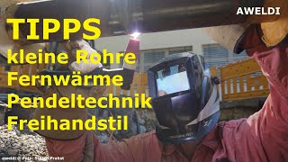 Pendeltechnik Freihandstil Rohrschweißer an kleinen Rohrleitungen Fernwärme Ulm Stadt in BW YouTube [upl. by Shaefer]