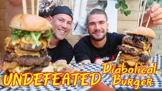 LEGENDARY UNDEFEATED quotDIABOLICALquot BURGER CHALLENGE amp SOUL FOOD MUKBANG wJoelHansen  Man Vs Food [upl. by Aiouqes]