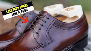 The EASIEST Way To Lace Your Dress Shoes Properly  Straight Bar Lacing Method [upl. by Giliane843]