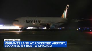 Plane from Texas drops off over 300 migrants at Rockford airport buses sent to Chicago [upl. by Ikcim707]