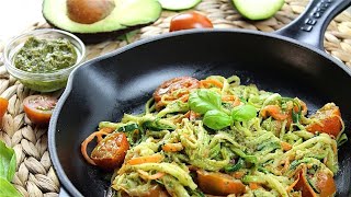 Espaguetis de Calabacín con Salsa de Aguacate y Nueces Receta Keto y Saludable [upl. by Nawed215]