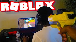 PRANKING MY BROTHER WHILE HE IS PLAYING ROBLOX [upl. by Evelinn]