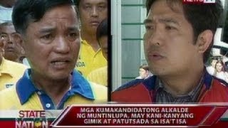 SONA Mga kumakandidatong alkalde ng Muntinlupa may kanikanyang gimik at patutsada sa isat isa [upl. by Lepp]