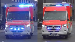 BullhornGRUß  2x RTW Feuer und Rettungswache Mülheim an der Ruhr auf verschiedene Einsatzfahrten [upl. by Beshore]