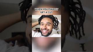 WHEN YOU FINALLY GET A HAIRCUT funny roadto100k barber haircut subscribe like [upl. by Andrade]