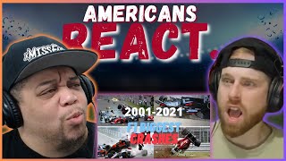 AMERICAN REACTS TO THE BIGGEST F1 CRASHES 20002021  REAL FANS SPORTS [upl. by Mikaela]