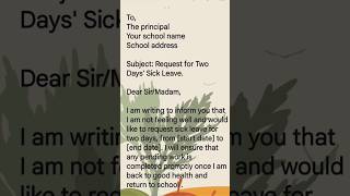 Sick leave application to principalWrite sick leave application to the principalLetter Writing by [upl. by Tireb]