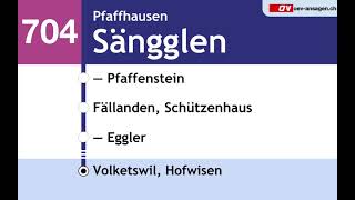 VBZ Ansagen 704 Zürich Klusplatz – Pfaffhausen – Fällanden – Schwerzenbach – Volketswil Hofwisen [upl. by Tihom]