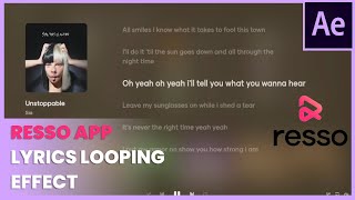 Resso App Music Lyrics Looping Animation in After Effects  After Effects Animation Tutorial [upl. by Nnaihs]