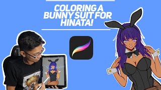 How to Draw  Coloring in an Anime Bunny Suit Hinata  Procreate [upl. by Nnylarak]