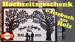 Hochzeitsgeschenk selber machen Gästebuch aus Holz  Wedding present Guestbook out of Wood [upl. by Brackett]