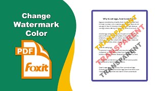 How to change a watermark color in a pdf file in Foxit PDF Editor [upl. by Eidoj]