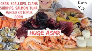 HUGE ASMR  MUKBANG  SHRIMPS SALMON WHOLE OCTOPUS CORN CRAB TUNA SCALLOPS CLAMS [upl. by Namya]