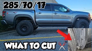 WHAT TO TRIM ON YOUR NISSAN FRONTIER TO FIT BIGGER TIRES 2023 NISSAN FRONTIER PRO4X [upl. by Lillie]