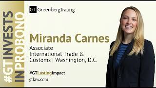 Greenberg Traurig Voicse of Pro Bono Month Miranda Carnes Video [upl. by Ecirtap]