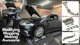 Modifying and mapping a stock FN2 Type R Honda Civic With Japspeed 421 and M2 inlet Manifold [upl. by Iot]