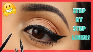 HOW TO DO WINGED EYELINER FOR ROUND EYES AND BEGINNERS   5 Easy Steps Paola Franco [upl. by Wymore902]