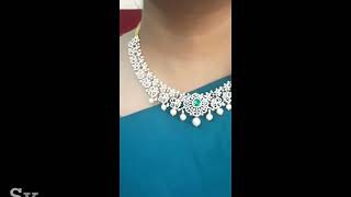 18K Gold quotDetachable  3 In 1quot Diamond Necklace With Color Stones amp Culture Pearls  DN840 [upl. by Putnem]