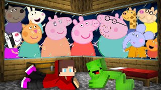 JJ and Mikey SURROUNDED by PEPPA PIG Family in Minecraft Maizen Security House [upl. by Ragland]