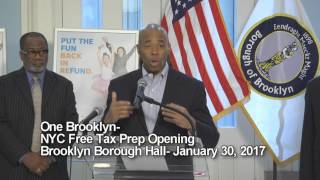 One Brooklyn Press Conference to Open NYC Free Tax Prep Site at Brooklyn Borough Hall [upl. by Nananne615]