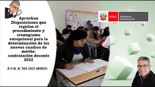 😱😱Minedu aprobó inscripción excepcional de docentes contratados RVM 004 2022🎯 [upl. by Alexia]