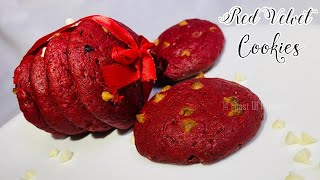 Red Velvet Cookies  Red Velvet Chocolate Chip Cookies  Red Velvet Biscuit [upl. by Rhea]