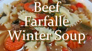 Beef Vegetable Farfalle Bowtie Soup  Ground Beef Pasta Soup Recipe [upl. by Pinebrook]