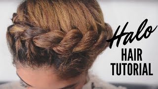 Halo Updo Tutorial on Natural Hair [upl. by Ocirema]