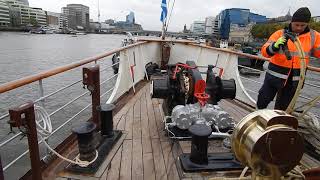 Waverley paddle steamer prepares to cast off from Tower Pier the tug stands ready 121024 [upl. by Ayhdiv]