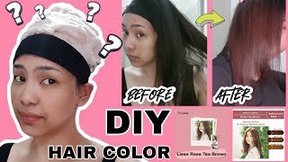 DIY HAIR COLOR rose tea brown Liese bubble hair color đźŚąđźŤ  Lei Reyes [upl. by Eednas159]