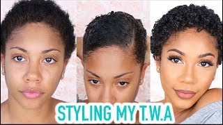 STYLING MY TWA NATURAL SHORT HAIR  GRWM [upl. by Ortrude414]