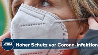 SO GUT SCHÜTZEN MASKEN Studie zeigt sehr geringe Ansteckungsgefahr beim Tragen einer FFP2Maske [upl. by Allicserp]