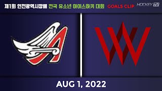 제1회 인천광역시장배 전국 유소년 아이스하키 대회 중등부 포항엔젤스 vs 워리어스 GOAL 20220801 [upl. by Carrissa334]